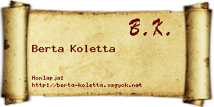 Berta Koletta névjegykártya